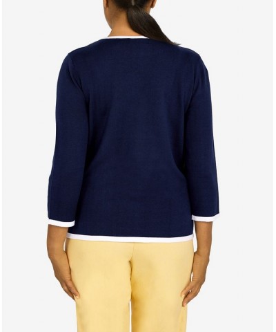 Petite Bright Idea Sunflower Sweater Navy $31.45 Sweaters