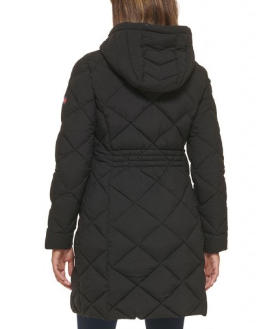 Women's Hooded Quilted Puffer Coat Black $46.50 Coats