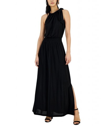 Women's Tie-Neck A-Line Dress Black $22.89 Dresses