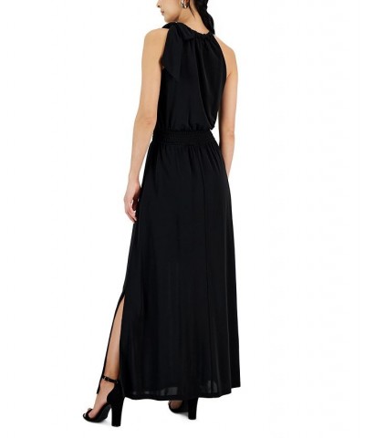 Women's Tie-Neck A-Line Dress Black $22.89 Dresses