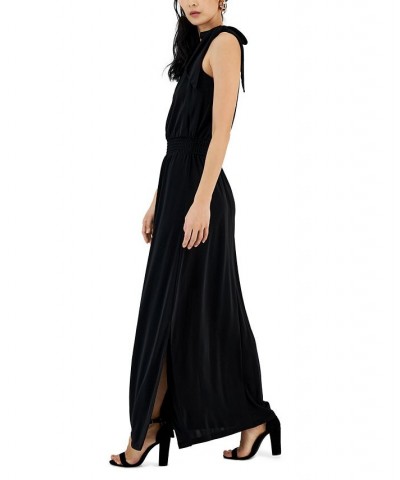 Women's Tie-Neck A-Line Dress Black $22.89 Dresses