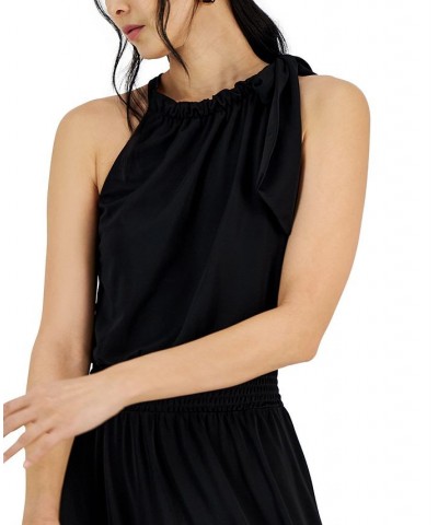 Women's Tie-Neck A-Line Dress Black $22.89 Dresses