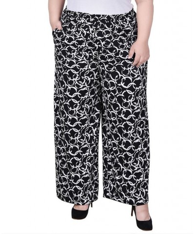 Plus Size Wide Leg Pull On Pants Black Duosolei $13.43 Pants