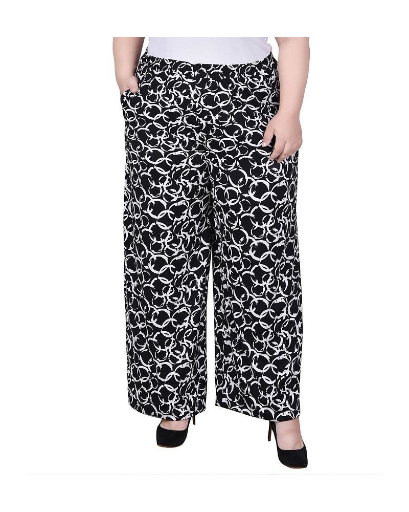 Plus Size Wide Leg Pull On Pants Black Duosolei $13.43 Pants