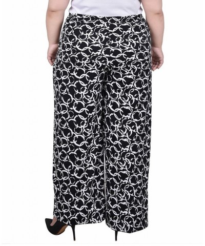 Plus Size Wide Leg Pull On Pants Black Duosolei $13.43 Pants