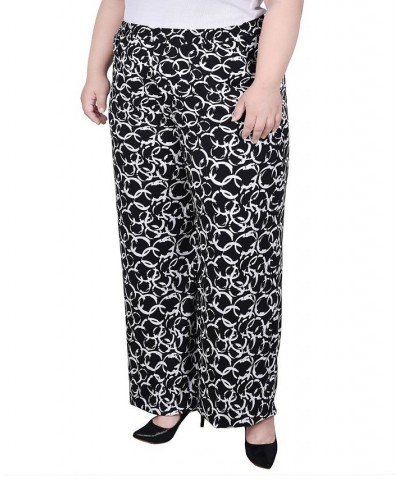 Plus Size Wide Leg Pull On Pants Black Duosolei $13.43 Pants