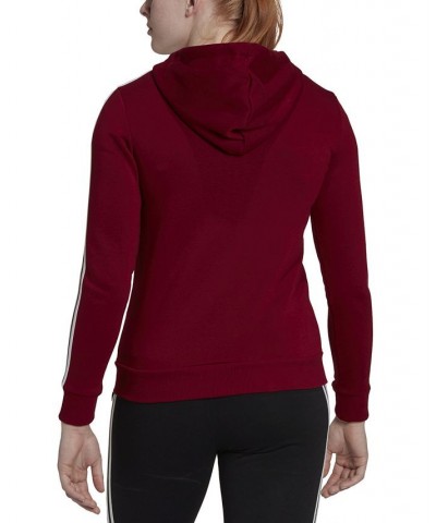 Women's 3-Stripe Cotton Fleece Full-Zip Sweatshirt Red $30.80 Sweatshirts