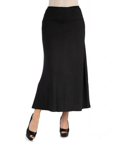 Women's Elastic Waist Maxi Skirt Black $32.83 Skirts