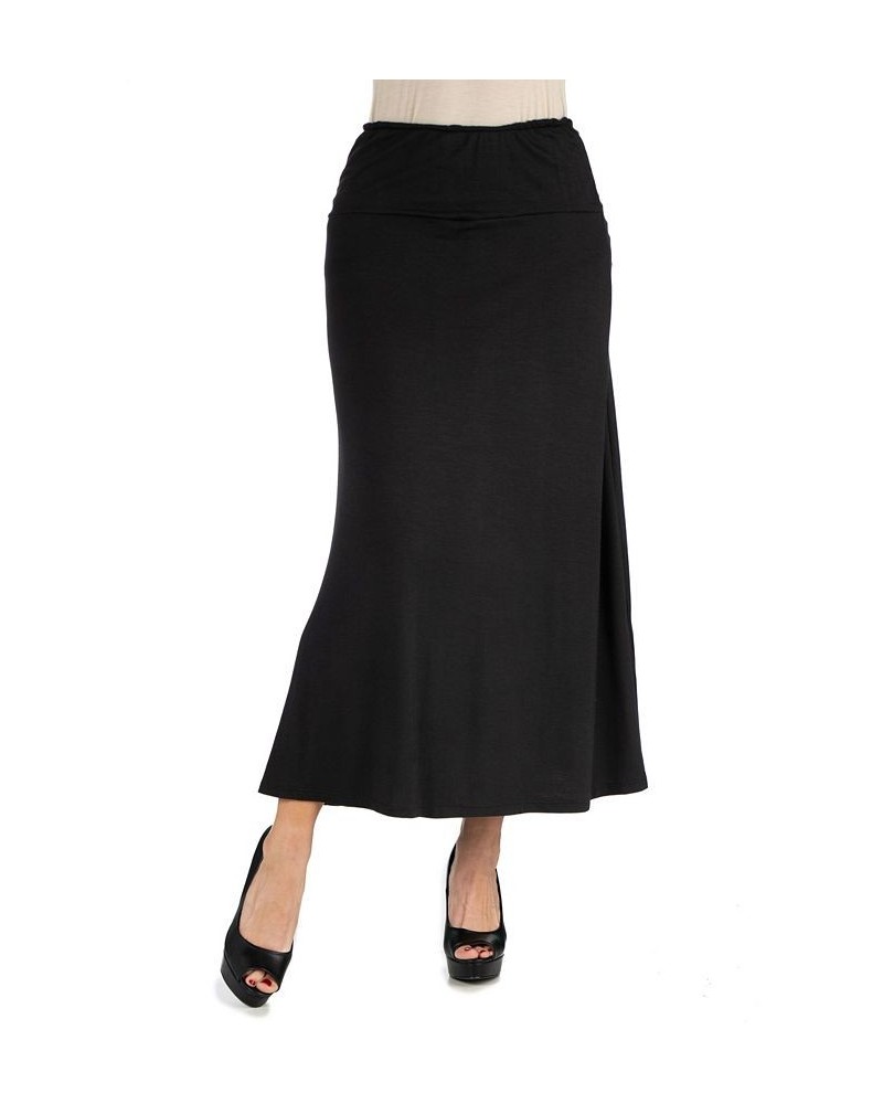 Women's Elastic Waist Maxi Skirt Black $32.83 Skirts