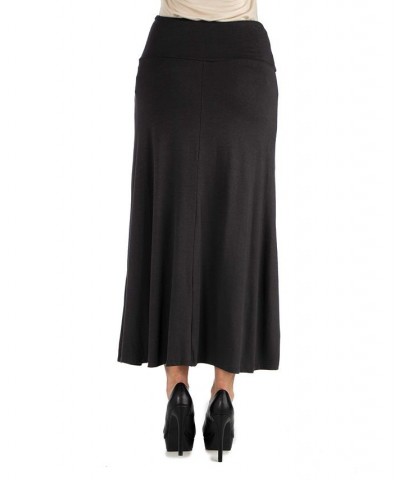 Women's Elastic Waist Maxi Skirt Black $32.83 Skirts