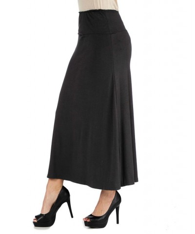 Women's Elastic Waist Maxi Skirt Black $32.83 Skirts