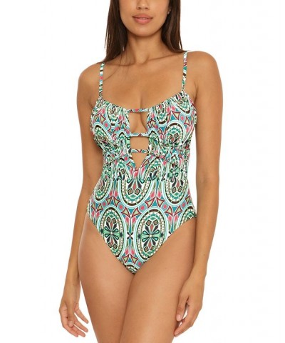 Women's Mosaic Cut-Out One-Piece Swimsuit Multi $74.00 Swimsuits