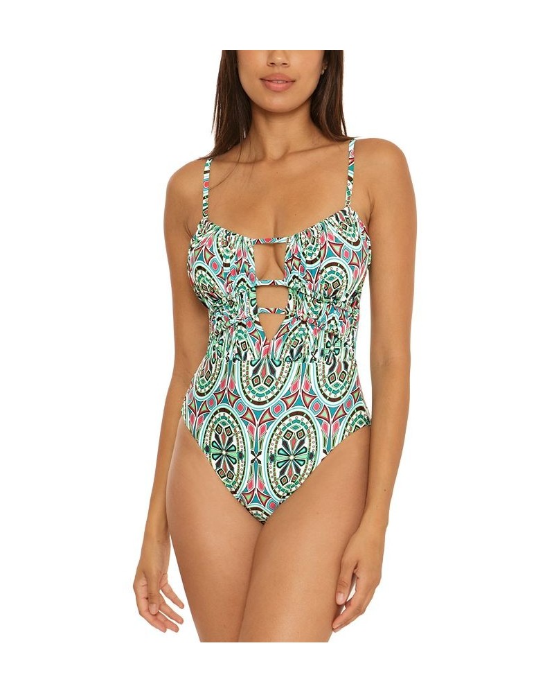 Women's Mosaic Cut-Out One-Piece Swimsuit Multi $74.00 Swimsuits