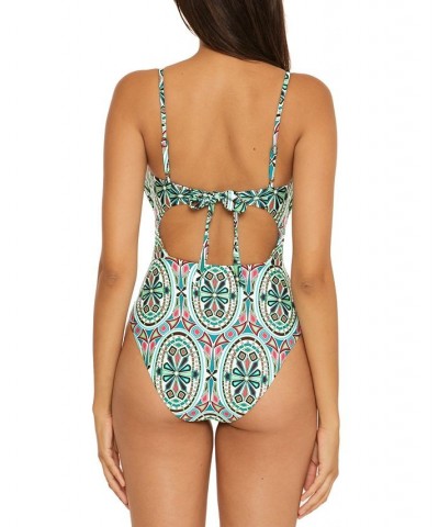 Women's Mosaic Cut-Out One-Piece Swimsuit Multi $74.00 Swimsuits