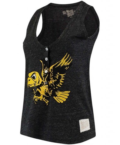 Women's Black Iowa Hawkeyes Relaxed Henley Tank Top Black $21.62 Tops