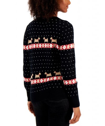 Women's Walking Scotty Dog Sweater Deep Black Combo $10.89 Sweaters