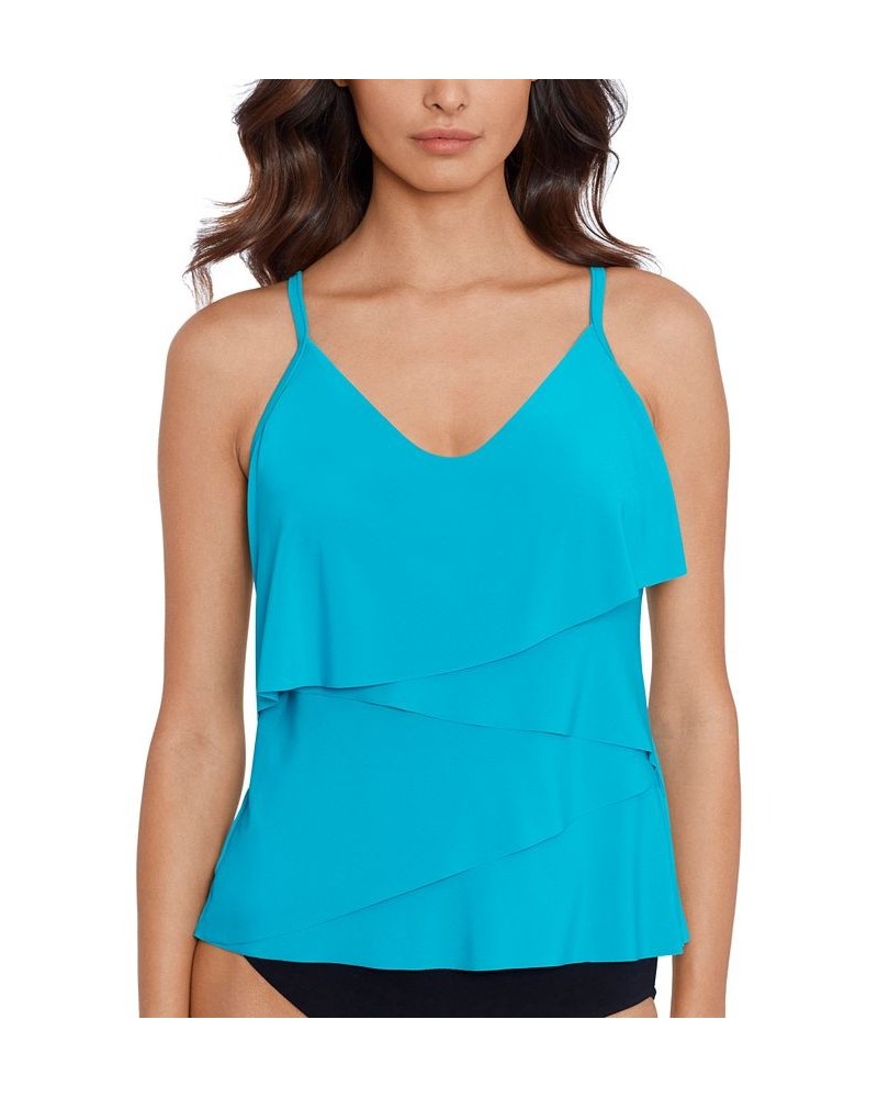 Chloe Tiered Tankini Top Blue $42.16 Swimsuits