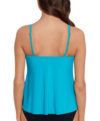 Chloe Tiered Tankini Top Blue $42.16 Swimsuits