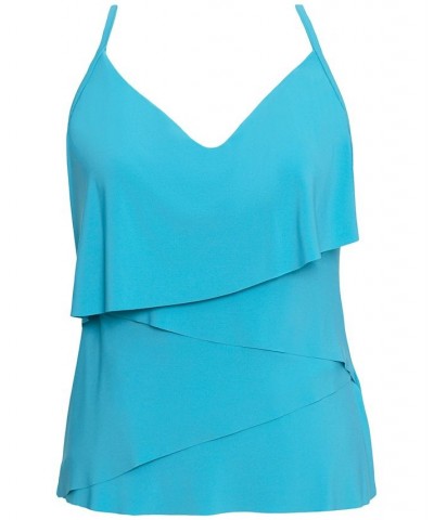 Chloe Tiered Tankini Top Blue $42.16 Swimsuits