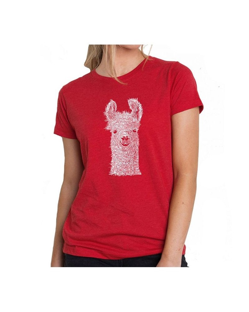 Women's Premium Word Art T-Shirt - Llama Red $27.36 Tops