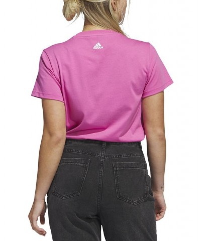 Women's Linear Stencil Short Sleeve Graphic T-Shirt Pink $16.90 Tops