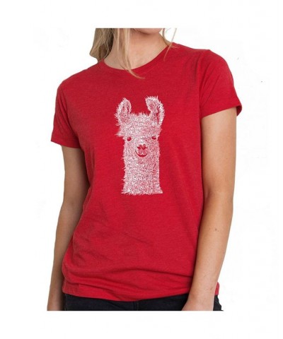 Women's Premium Word Art T-Shirt - Llama Red $27.36 Tops