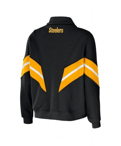 Women's Black Pittsburgh Steelers Plus Size Yarn Dye Stripe Full-Zip Jacket Black $52.24 Jackets