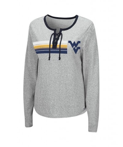 Women's Heathered Gray West Virginia Mountaineers Sundial Tri-Blend Long Sleeve Lace-Up T-shirt Heathered Gray $25.99 Tops