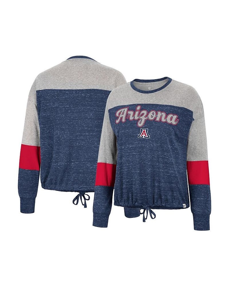 Women's Navy Arizona Wildcats Joanna Tie Front Long Sleeve T-shirt Navy $22.50 Tops