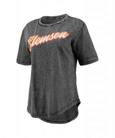 Women's Black Clemson Tigers Shortstop Mineral Wash T-shirt Black $24.29 Tops