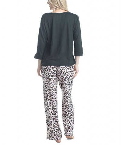 Plus Size 3/4 Sleeve Top & Boot-Cut Pajama Pants Set Gray $31.80 Sleepwear