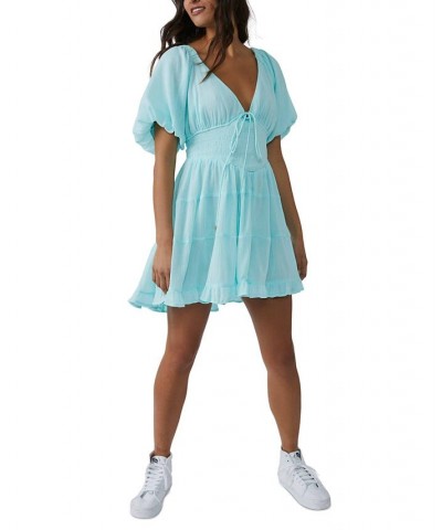 Women's Perfect Day Cotton Mini Dress Blue $57.82 Dresses