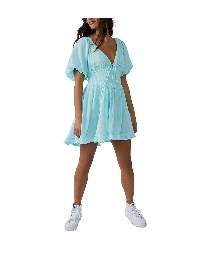 Women's Perfect Day Cotton Mini Dress Blue $57.82 Dresses