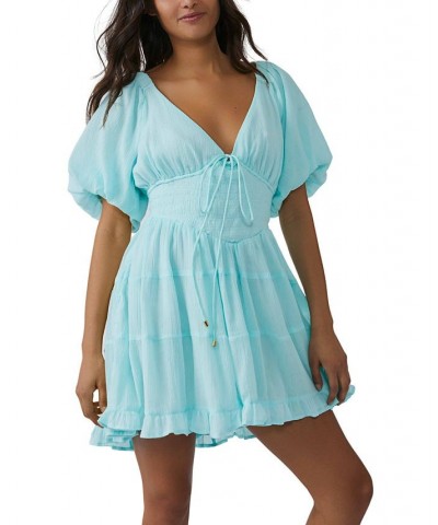 Women's Perfect Day Cotton Mini Dress Blue $57.82 Dresses