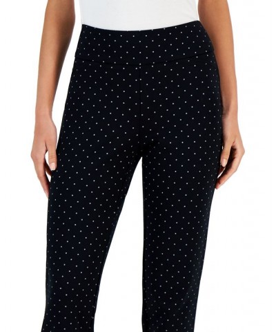 Petite Dot-Print Cambridge Ponté-Knit Pants Deep Black Combo $17.89 Pants