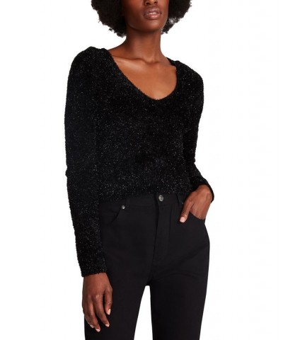 Milly Cropped Shimmer Sweater Black $18.01 Sweaters