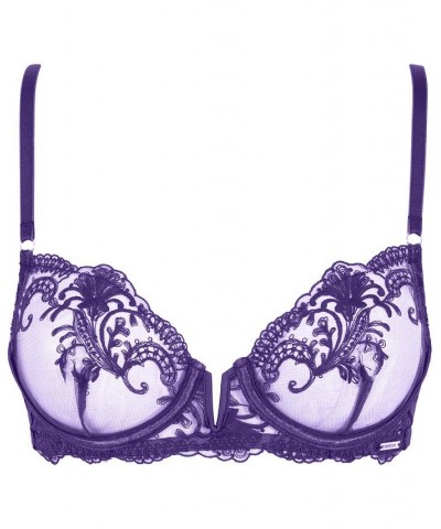 Women's Marseille Embroidered Bra 41812 Heliotrope Purple $20.33 Bras