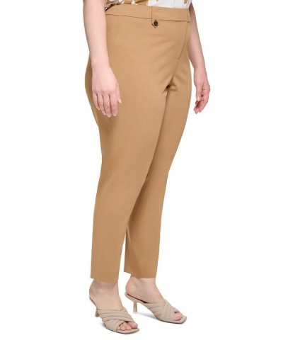 Plus Size Mid Rise Slim-Leg Ankle Pants Luggage $48.79 Pants