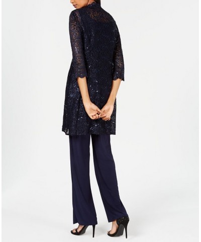 3-Pc. Sequined Lace Pantsuit & Jacket Navy $55.60 Dresses