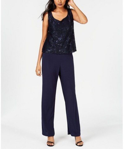 3-Pc. Sequined Lace Pantsuit & Jacket Navy $55.60 Dresses