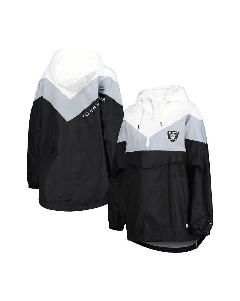 Women's White Silver Las Vegas Raiders Staci Half-Zip Hoodie Windbreaker Jacket White, Silver $60.20 Jackets