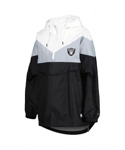 Women's White Silver Las Vegas Raiders Staci Half-Zip Hoodie Windbreaker Jacket White, Silver $60.20 Jackets