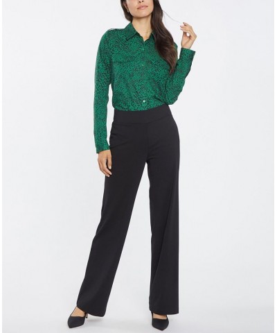 Women's Ponte Relaxed Leg Pull-On Pants Black $33.79 Pants