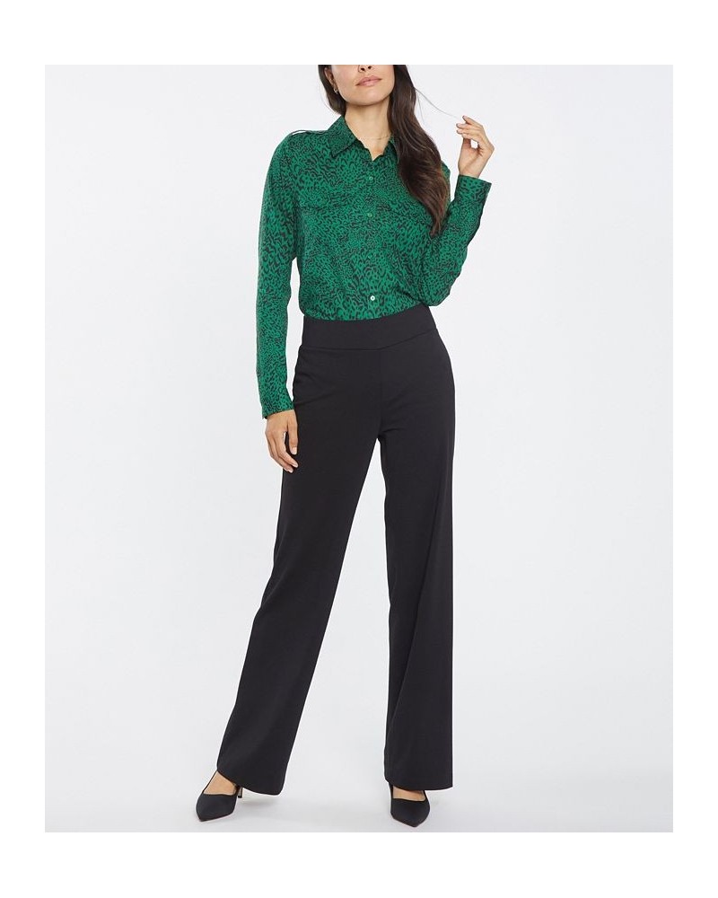 Women's Ponte Relaxed Leg Pull-On Pants Black $33.79 Pants