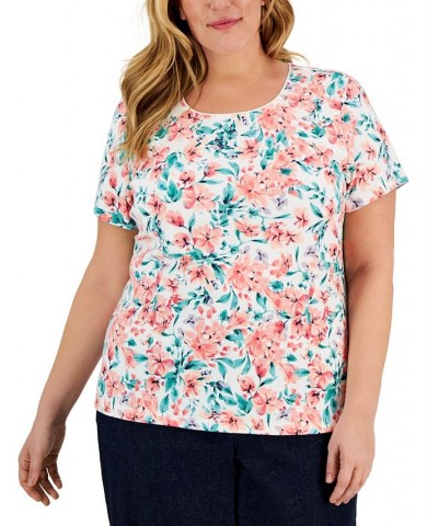 Plus Size Scoop-Neck Short-Sleeve Top White $13.24 Tops