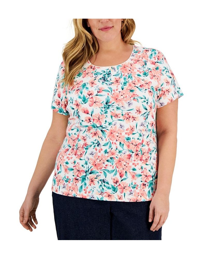 Plus Size Scoop-Neck Short-Sleeve Top White $13.24 Tops