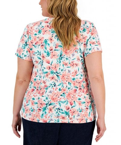 Plus Size Scoop-Neck Short-Sleeve Top White $13.24 Tops