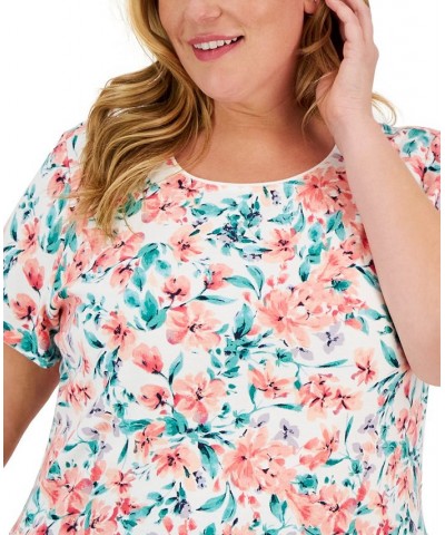 Plus Size Scoop-Neck Short-Sleeve Top White $13.24 Tops