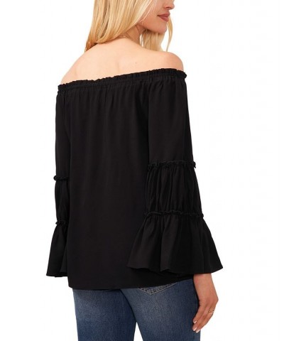 Women's Off-the-Shoulder Bell-Sleeve Top Black $22.91 Tops