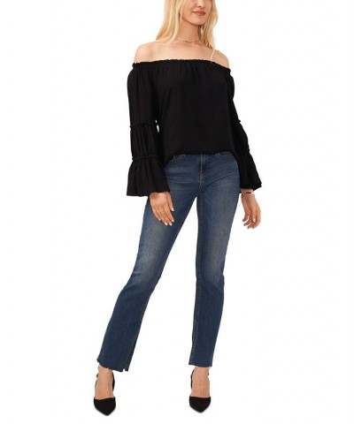 Women's Off-the-Shoulder Bell-Sleeve Top Black $22.91 Tops